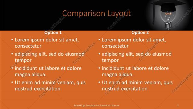 Comparison presentation slide layout