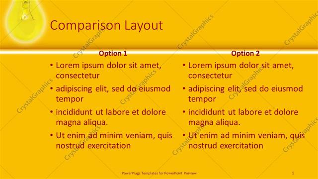 Comparison presentation slide layout