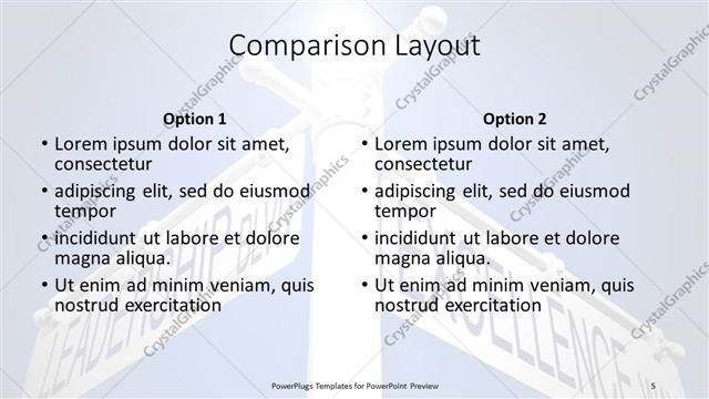 Comparison presentation slide layout