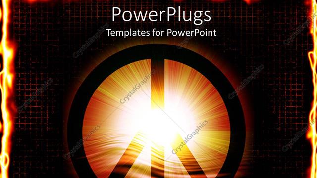  Presentation with fiery - Light glowing out of peace symbol centered in fiery background