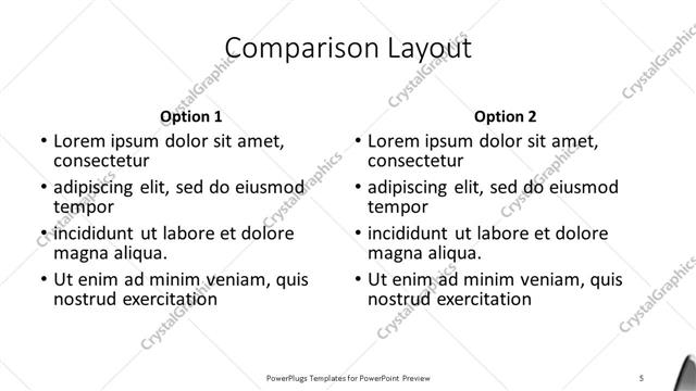 Comparison presentation slide layout
