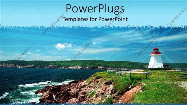  Presentation with house - A light house in the picture with clouds in the background