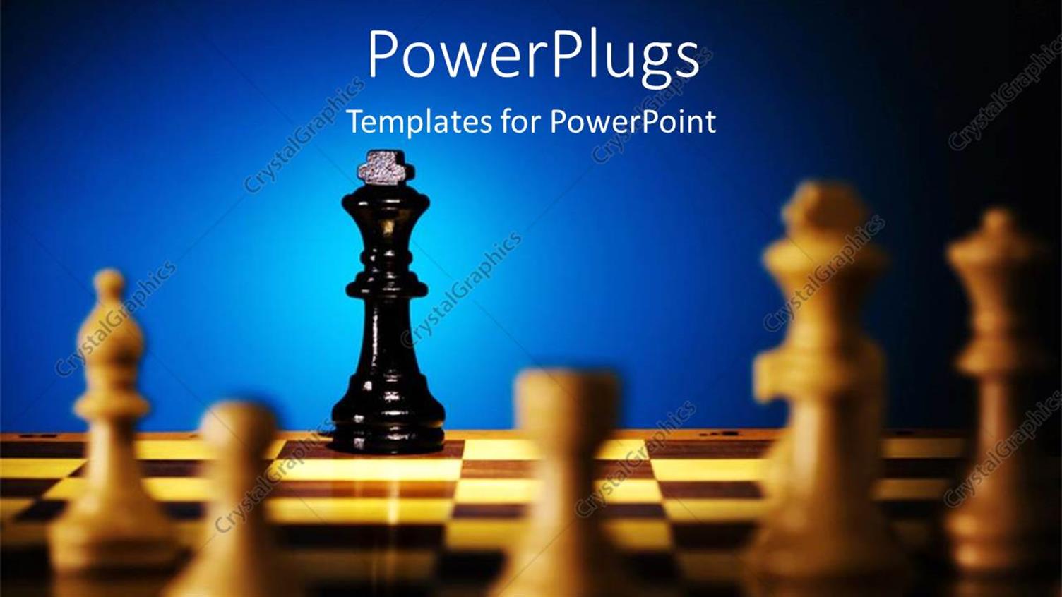 Featuring Light Over Chess Board with Lone Black King Against White Pieces