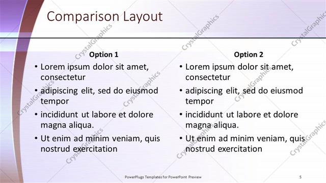 Comparison presentation slide layout
