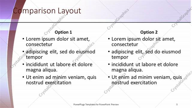 Comparison presentation slide layout