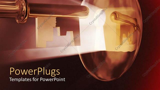  Presentation with magic - Light shining through keyhole, key, lock