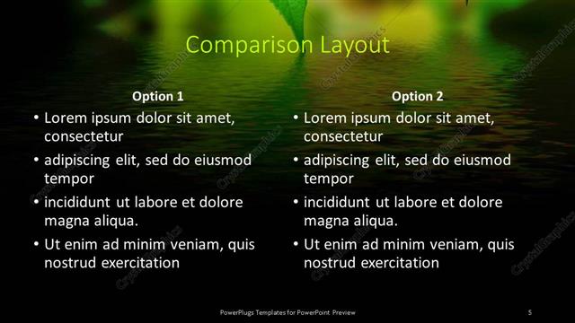 Comparison presentation slide layout