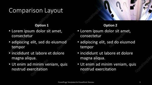 Comparison presentation slide layout