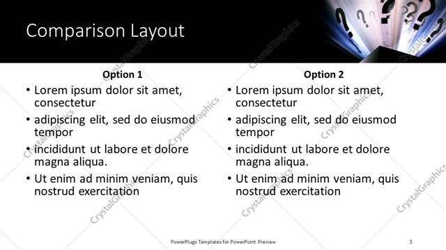 Comparison presentation slide layout
