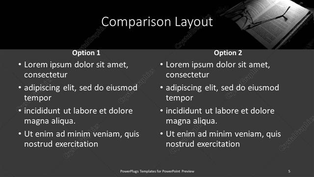 Comparison presentation slide layout