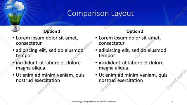 Comparison presentation slide layout