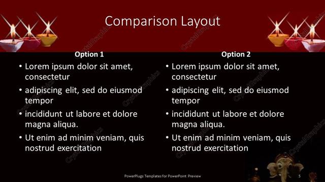 Comparison presentation slide layout