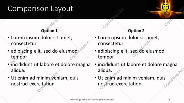 Comparison presentation slide layout