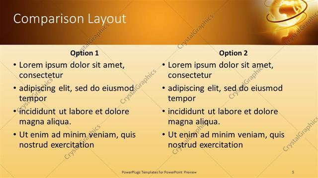 Comparison presentation slide layout