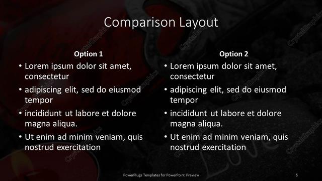 Comparison presentation slide layout