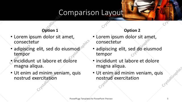 Comparison presentation slide layout