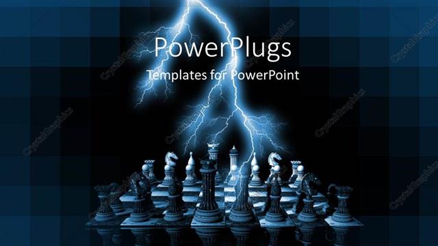  Presentation with chess - Lightning over rendered chess pieces on glass chess board