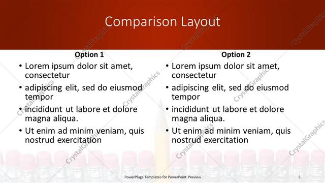 Comparison presentation slide layout