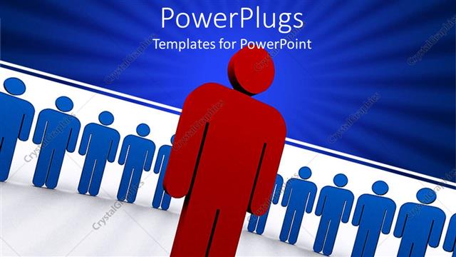  Presentation with blue line - Line of blue figures and one red figure in front of line