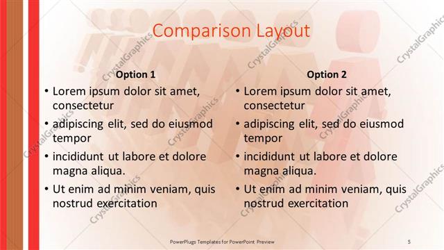 Comparison presentation slide layout