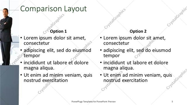 Comparison presentation slide layout