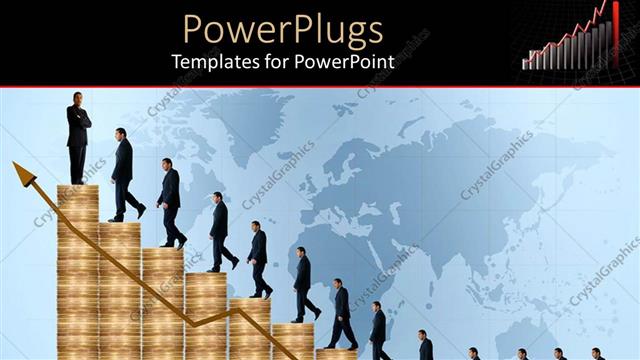  Presentation with business growth - Line of business men coin stack stairs