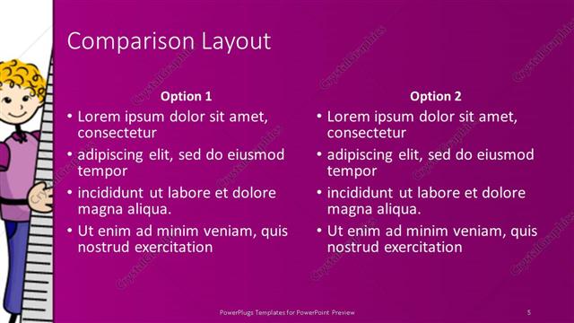 Comparison presentation slide layout