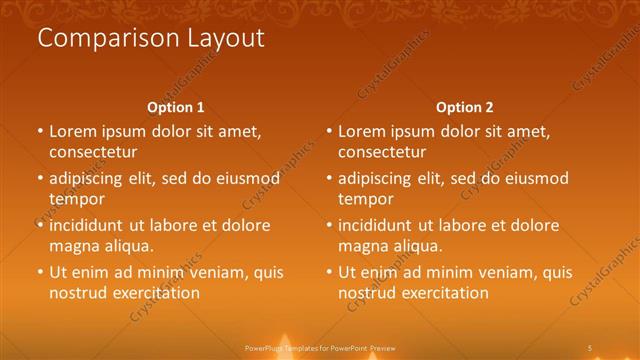 Comparison presentation slide layout