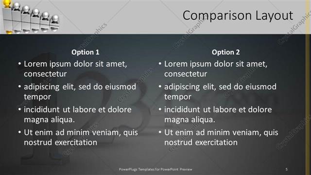 Comparison presentation slide layout