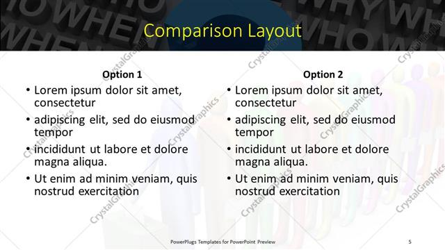 Comparison presentation slide layout