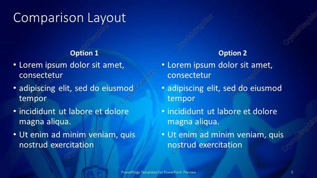 Comparison presentation slide layout