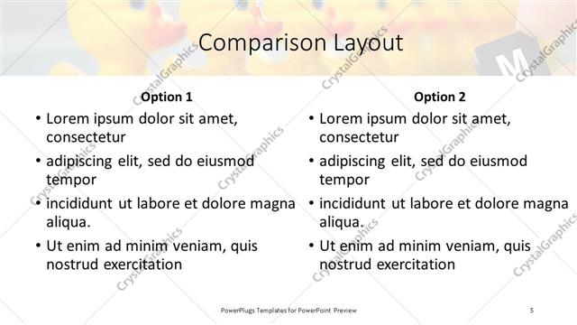 Comparison presentation slide layout
