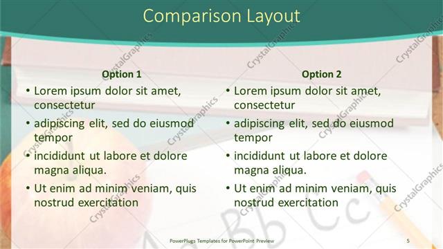 Comparison presentation slide layout