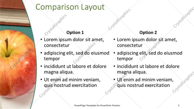 Comparison presentation slide layout
