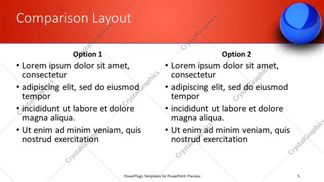 Comparison presentation slide layout