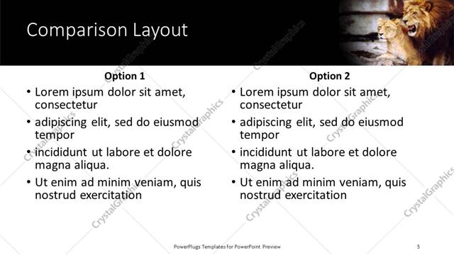 Comparison presentation slide layout