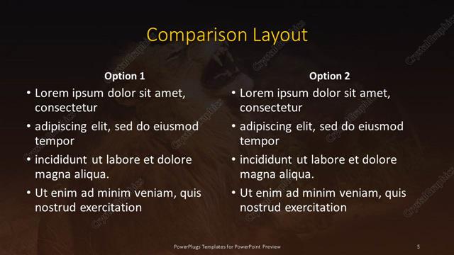 Comparison presentation slide layout