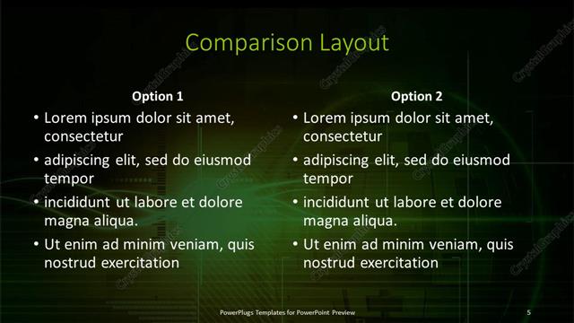 Comparison presentation slide layout