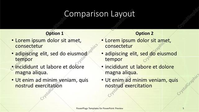 Comparison presentation slide layout