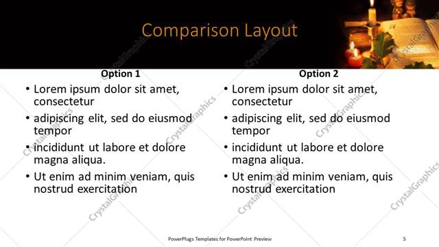 Comparison presentation slide layout