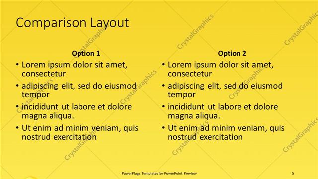 Comparison presentation slide layout