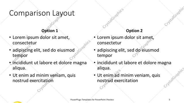 Comparison presentation slide layout