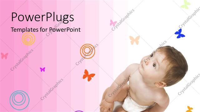  Presentation with butterflies - Little baby boy on a pink background with butterflies