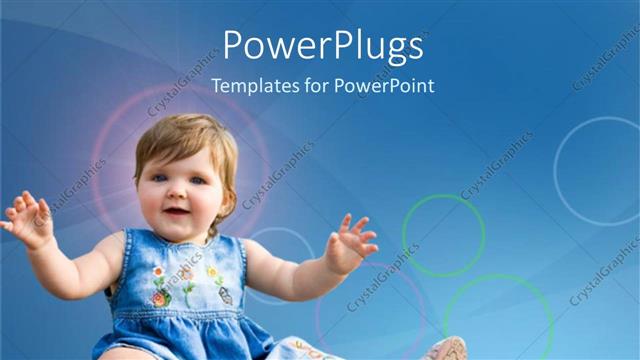  Presentation with baby girl - Little baby girl playing and smiling on a blue background