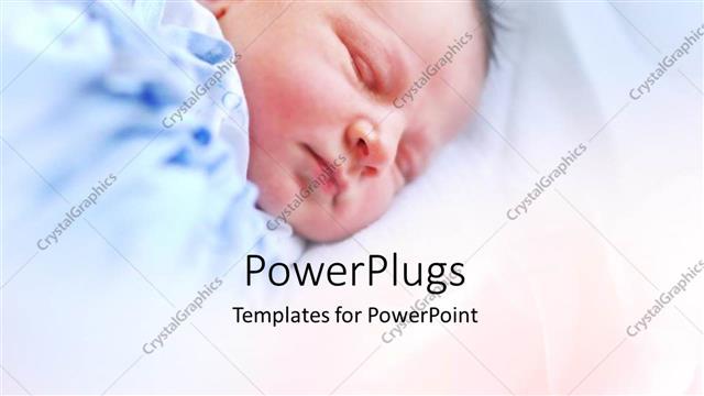  Presentation with new born - Little baby sleeping peacefully in blue blanket?