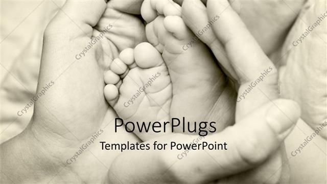  Presentation with feet - Little baby's feet in hands of mother