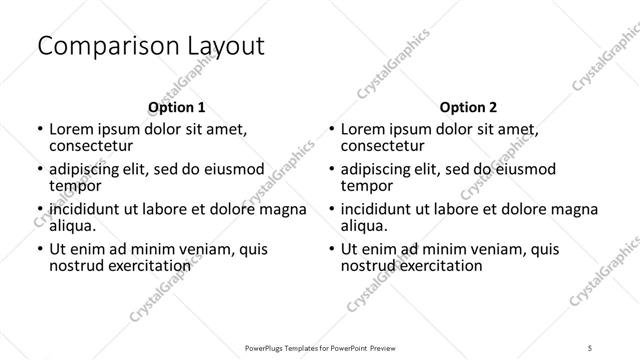Comparison presentation slide layout