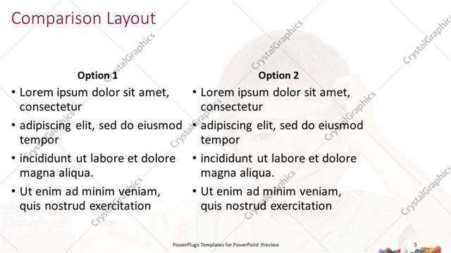 Comparison presentation slide layout