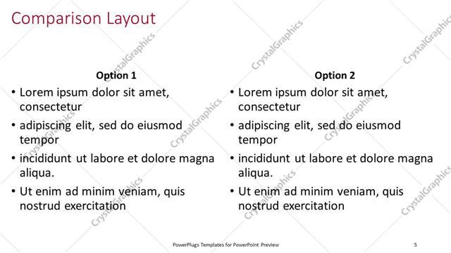 Comparison presentation slide layout