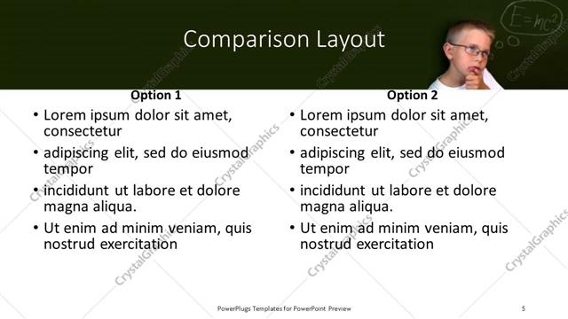 Comparison presentation slide layout